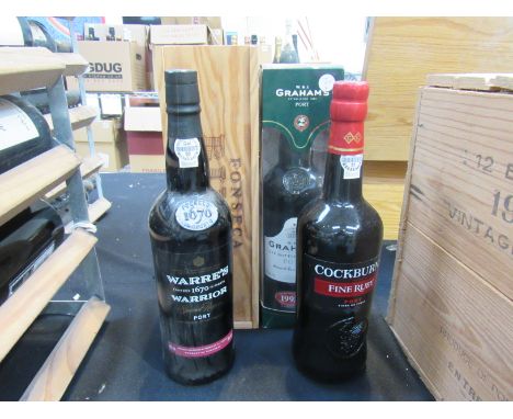 Fonseca Bin No 27 Port in pine case, 1992 Graham's LBV Port, Warre's Warrior Special Reserve Port, Cockburns Fine Ruby Port (