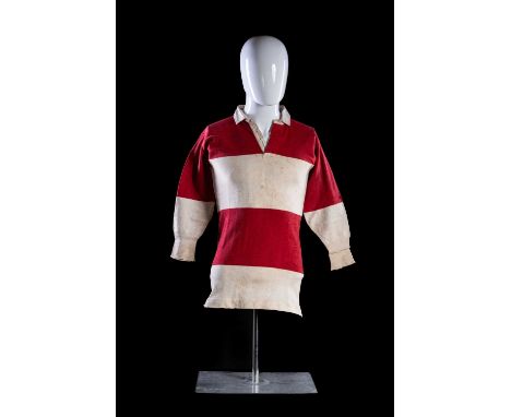 AN EXCEPTIONALLY RARE 1908 PRE-BRITISH LIONS ‘ANGLO-WELSH’ RUGBY UNION JERSEY ISSUED FOR NEW ZEALAND & AUSTRALIA TOURThe red 