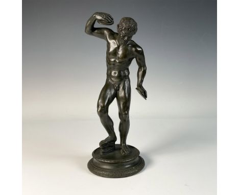 Original bronze statue in brown patina entitled Dancing Faun after the antique by 18th century Italian sculptor Pietro Cipria