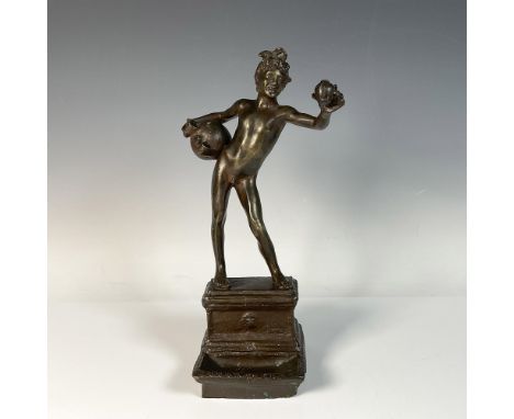 Beautifully patinated antique bronze statuette entitled The Water Carrier after Italian sculptor Vincenzo Gemito's acclaimed 