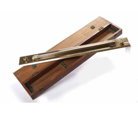 LACQUERED BRASS PARALLEL ROLLER RULE BY R. NICHOLL, LONDON
62cm long, in fitted mahogany case