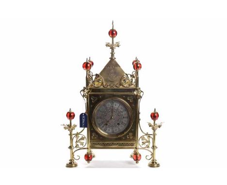 LATE NINETEENTH CENTURY GOTHIC REVIVAL MANTEL CLOCK
Attributed to Bruce Talbert, by Hart, Son, Peard & Co. (atrributed maker)