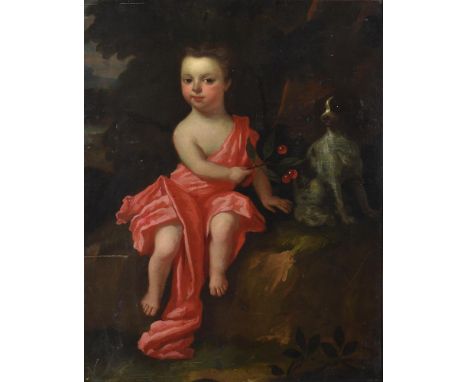 
	
		CIRCLE OF CHARLES JERVAS (IRISH C.1675-1739)
		YOUNG GIRL HOLDING BERRIES WITH A SPANIEL
		Oil on canvas
		90 x 70cm (35