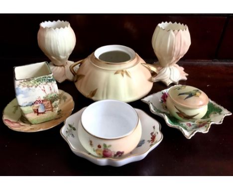 TWO LOCK &amp; CO SMALL VASES, WORCESTER AND OTHER PIECES 
