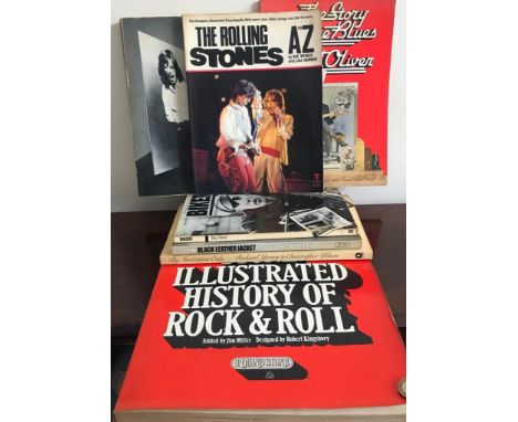 ROLLING STONES A-Z, ILLUSTRATED HISTORY OF ROCK &amp; ROLL PLUS SIX OTHERS 