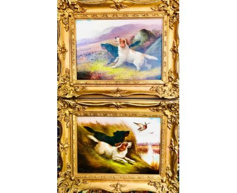 R CLEMINSON- 'WORKING SETTERS', PAIR OF OIL ON CANVAS, BOTH SIGNED LOWER LEFT, APPROXIMATEY 24 x 34cm 