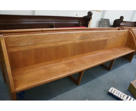 2x Light oak church pews Approx 125 inches 