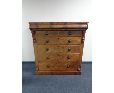 A Victorian mahogany seven drawer Scotch chest.  