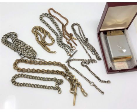A group of Albert chains, together with a musical lighter. (9)