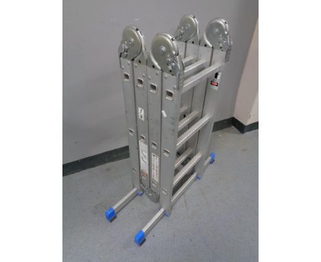 An aluminium folding multi function ladder.  