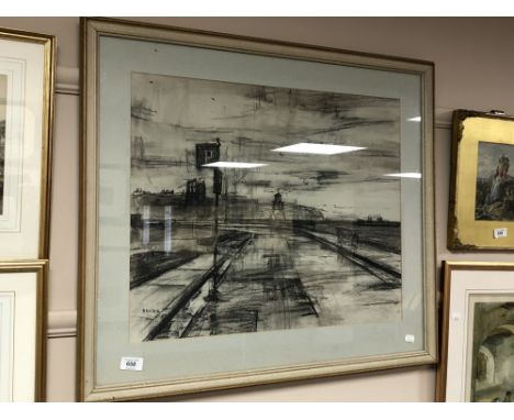 After O'brien : North Shields, monochrome print, 58 cm x 48 cm, framed. 