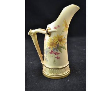 A Royal Worcester blush ivory aesthetic style jug, floral painting, printed mark to base with date code for 1896, 1116 - H16c