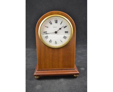 An early 20th century inlaid mahogany cased mantle clock, French movement inscribed R&C, enamel dial inscribed Harrods - H20.