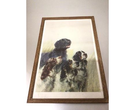Maud Earl (1864-1943), Dogs in Field, multiple print, signed in pencil bottom left (58cm x 37cm)