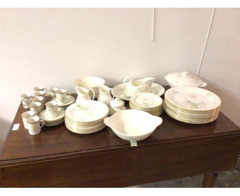 A part Royal Worcester Flirtation dinner service including twelve dinner plates (27cm), eleven dessert plates, twelve side pl