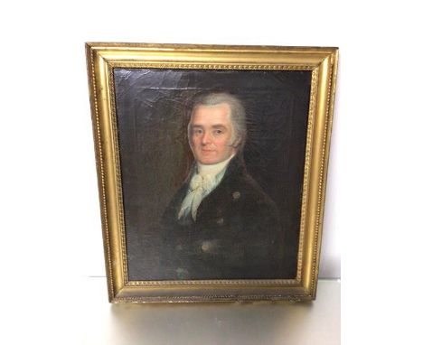 Robert Anstia of Bridgewater (1758-1845), Portrait of a Gentleman, oil on canvas, paper label verso (75cm x 63cm)