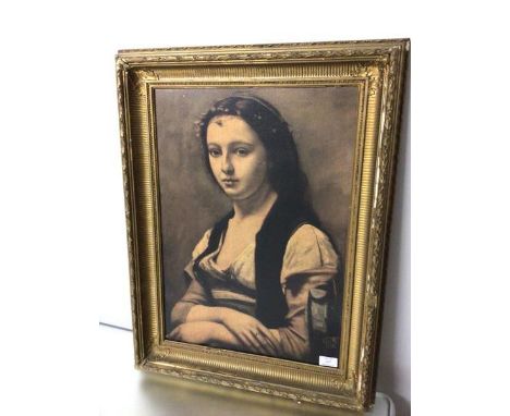 After Jean Baptiste-Camille Corot, Woman with a Pearl, modern reproduction print (59cm x 42cm)