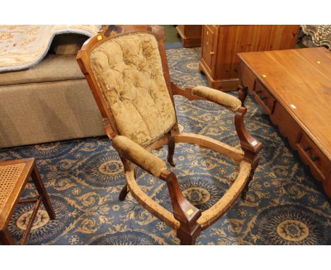 Inlaid Edwardian button back salon chair