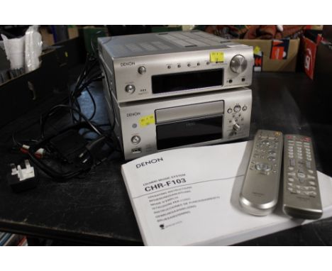 Denon HDD music system Model CHR-F103, Denon AM/FM stereo/DAB receiver Model DRA-F102DAB with remote controls and one set of 
