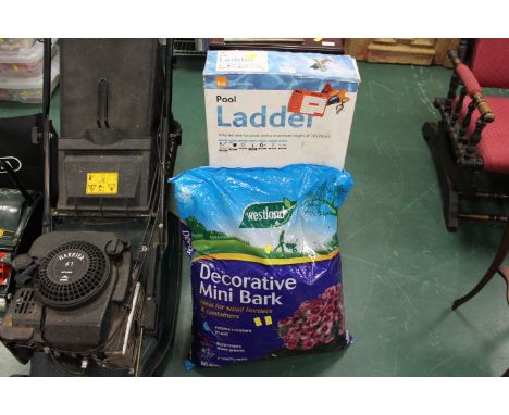 B&amp;Q Live Outdoors pool ladder and bag of Westlands decorative mini bark