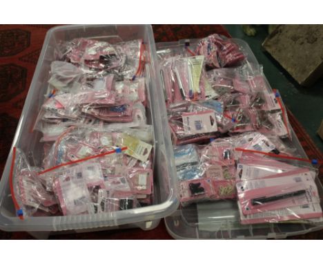 One box of buttons, sewing equipment, bobbin cases, bobbins, needle threaders, thimbles, nappy pins etc (42)