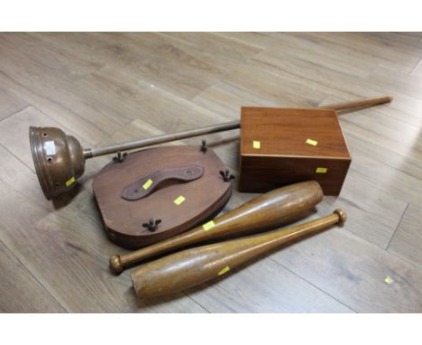 Poss stick, exercise batons, wood box and press  