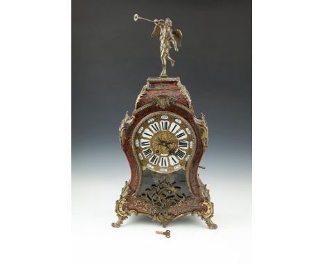 ***Please Note: this lot does not contain the pendulum illustrated***A LOUIS XV SCARLET BOULLE-WORK AND ORMOLU BRACKET CLOCK,