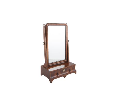 AN EARLY 18TH CENTURY WALNUT TOILET MIRROR, the crutch frame supporting a shaped rectangular plate with moulded frame raised 