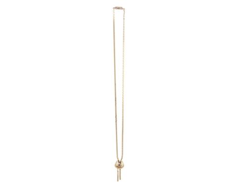 A GOLD AND DIAMOND NECKLACEThe fancy-link necklace set with a round-shaped diamond at the centre, clasp stamped 14K gold
