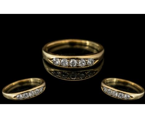 Antique Period Attractive 18ct Gold 5 Stone Diamond Set Ring. Hallmark Birmingham 1913. The Diamonds of Excellent Colour / Cl