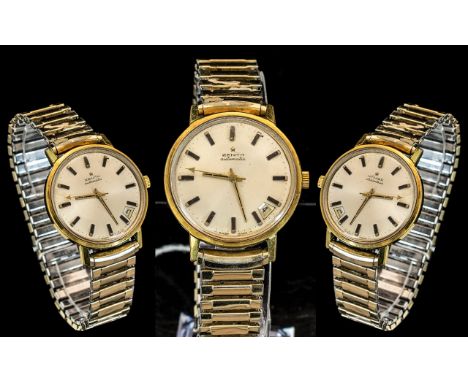 Gents Wristwatch Champaign Dial, Baton Numerals, Center Seconds And Date Aperture, 36mm Gold Plated Case. Working Order, Not 