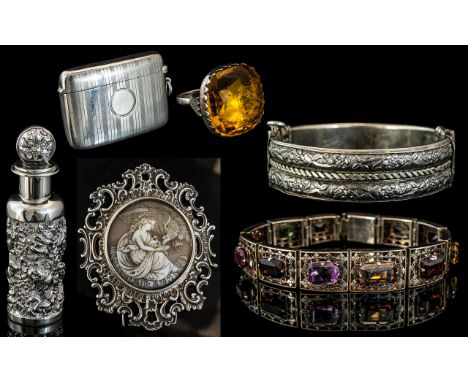 A Superb Collection of Antique and Vintage Sterling Silver Items ( 6 ) Items In Total. Comprises 1/ Lucknow Style Sterling Si