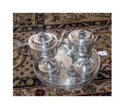 Viners of Sheffield Silver Plate Tea Service, With Tray. Includes Teapot, Hot Water Pot, Sugar bowl and Milk Jug and Tray. 