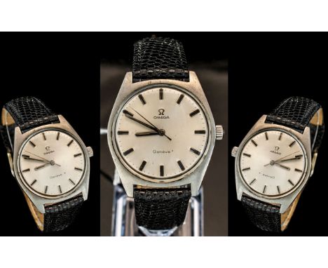 Gents Omega Wristwatch Silvered Dial With Baton Numerals And Center Seconds, Manual Wind, 35mm Stainless Steel Case, Case No 