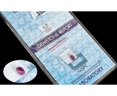 Natural Ruby Gemstone 3.34 ct, with certificate.
