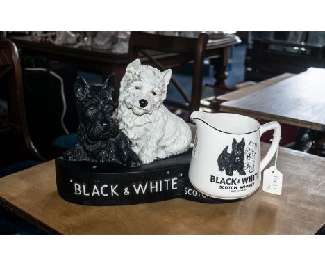 Pub Interest. Black and White Terriers Scotch Whisky Stand. Approx Size - 9 by 13 Inches, Together With a Black and White Ter