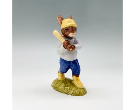 Royal Doulton Bunnykins figurine titled Home Run Bunnykins, model DB43. This charming hand-painted porcelain piece depicts a 