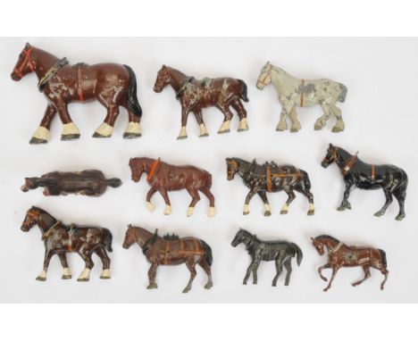 Diecast Horses - A Mixed Group.&nbsp; Diecast farm horses to include Britains, Charbens, John Hill &amp; Co. &amp; Others. Co