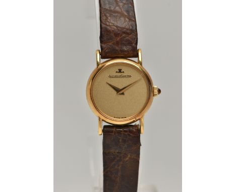 A LADYS 'JAEGER-LECOULTRE' WRISTWATCH, round gold dial signed 'Jaeger-Lecoultre', gold hands, in a polished case stamped 9201