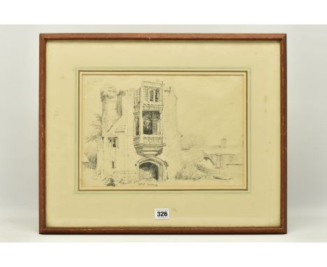 CIRCLE OF SAMUEL PROUT (1783-1852) 'CERNE ABBAS', a study of the Wiltshire Abbey, no visible signature, titled bottom right, 