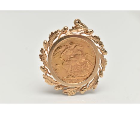 A FULL SOVEREIGN AND MOUNT, sovereign depicting George and the Dragon 1913, King George VI to the obverse, set in a yellow go