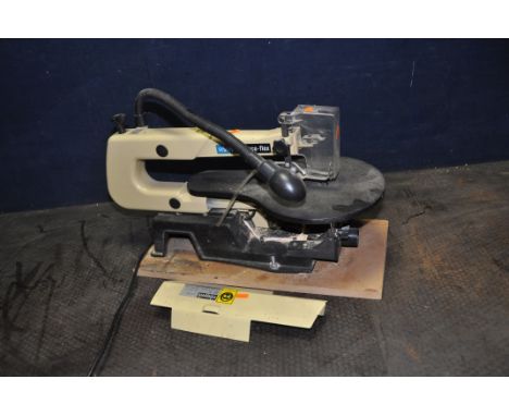 A SCHEPPACH DECO-FLEX SCROLL SAW with 16in throat, variable speed (PAT pass and working but no blade, side panel detached)