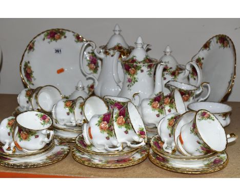 A QUANTITY OF ROYAL ALBERT 'OLD COUNTRY ROSES' TEA WARE, comprising a teapot (marked as second quality), two coffee pots (one