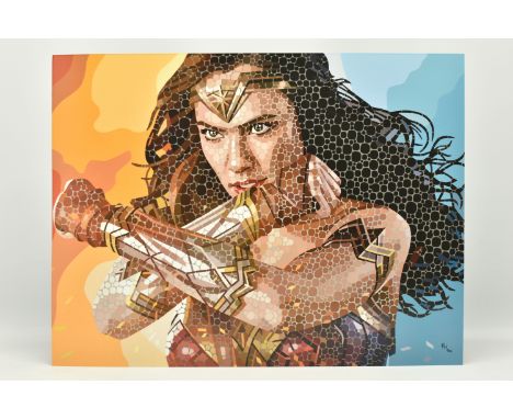PAUL NORMANSELL (BRITISH 1978) 'THE TIME IS NOW' a signed limited edition print on board of Gal Gadot as Wonder Woman 09/195 