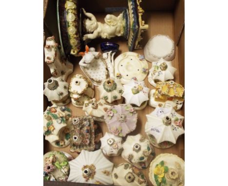 A Staffordshire pottery figure, Alas poor Yorick!, 27.5 cm high, other figures, groups and pastille burners, a majolica centr