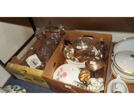 A Kosta Boda glass vase, a silver plated four piece tea service, three wristwatches, and other items (qty)