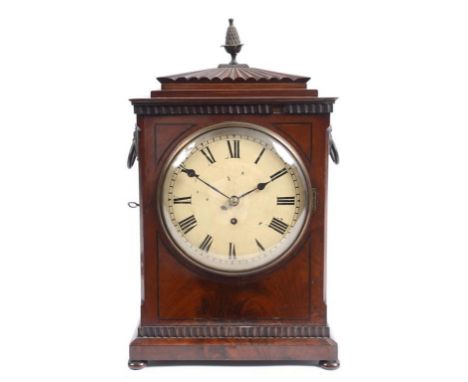 A 19th century bracket clock, the 19.5 cm diameter painted dial with Roman numerals, fitted an eight day single fusee movemen
