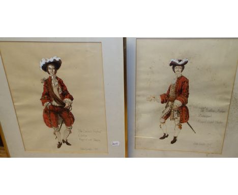 John Gunter, a costume sketch, The Soldiers Fortune, Courtine Royal Court Theatre, watercolour heightened in bodycolour, insc