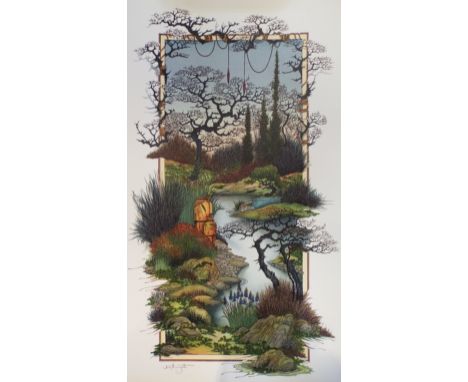 A Graham Illingworth artist's proof print, a Japanese garden, 61.5 x 36 cm (unframed)