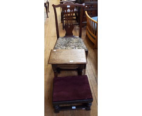 An oak joint stool, another stool, and a dining chair (3)
